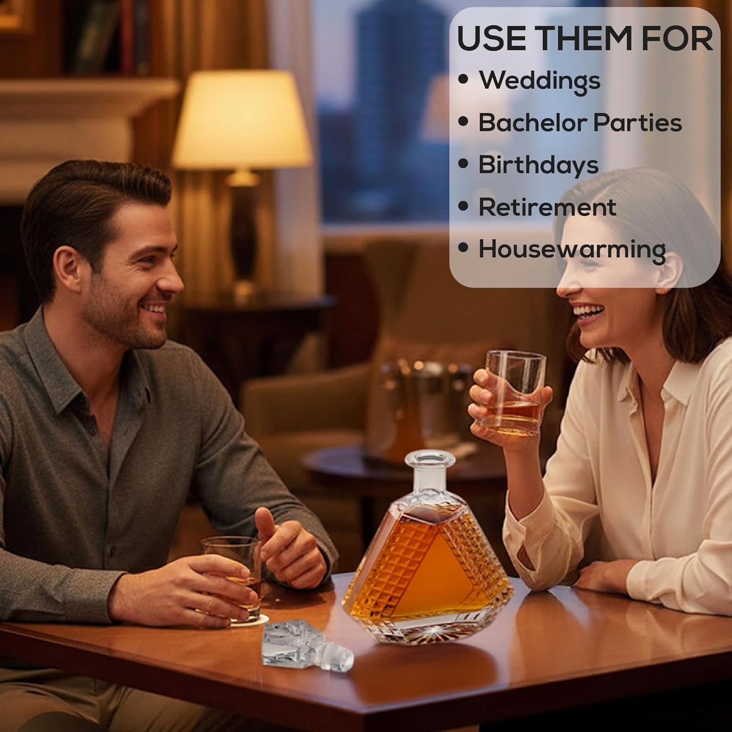 Makerflo Triangle Shape Glass Whiskey Decanter - 22 Oz Pack of 6 | Liquor Decanter with Airtight Bottle Stopper | Ideal Gift and Personalization (Laser Engraving, UV DTF, Vinyl, Epoxy)