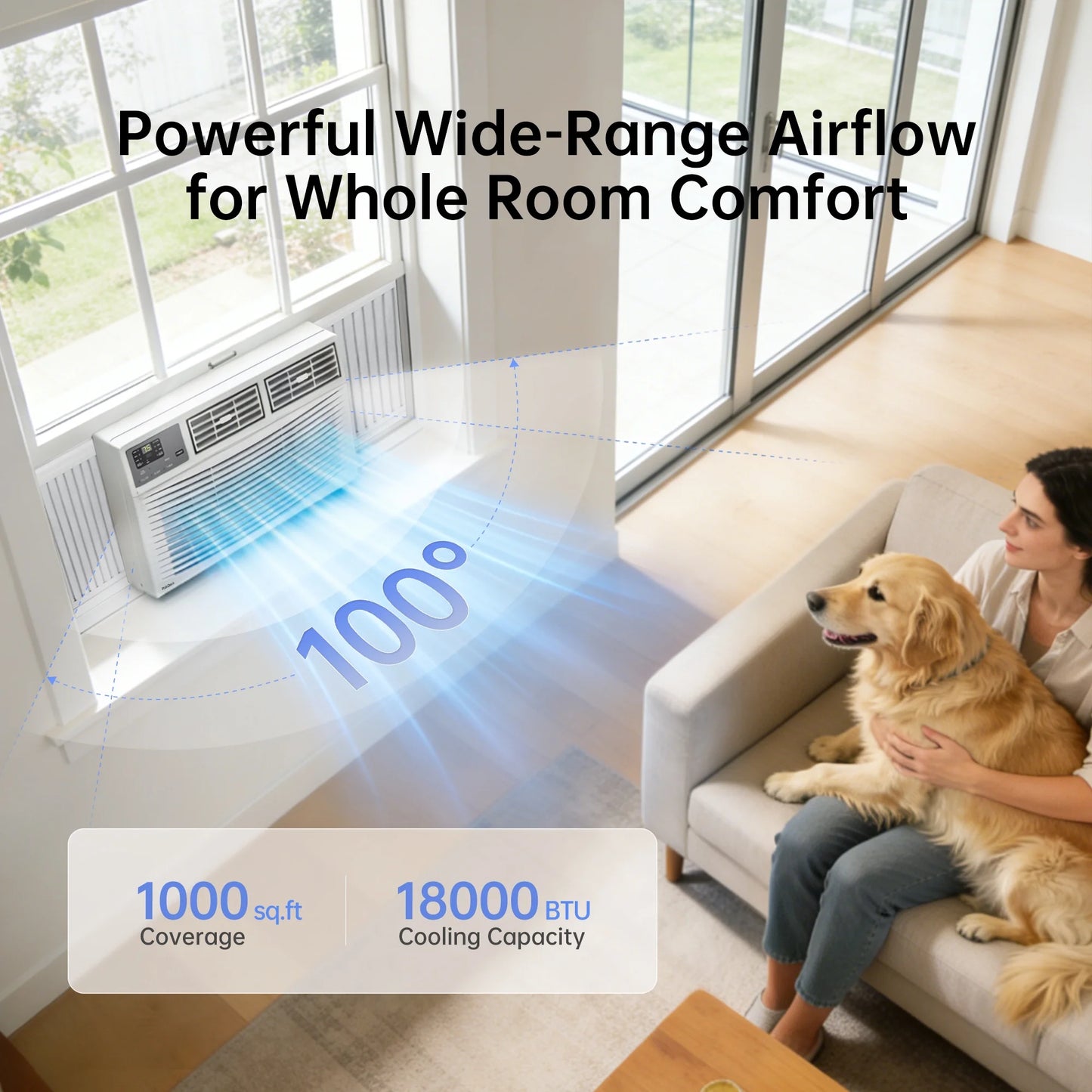 18000 BTU Window Air Conditioner 1000 Sq Ft. Ac Units Intelligent , LED Diswplay Screen, with Remote Control, Dehumidifier/Fan, Operates Quietly, Energy-Saving. 24 Timer, 208/230 VOLTS