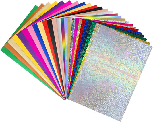 BAOFALI 100 Sheets 20X29Cm Colors Hot Foil Paper Toner Reactive Foil Hot Stamping Foil Paper by Laser Printer and Laminator for Scrapbooking Craft Card Making DIY Album Decoration （ 25 Colors）