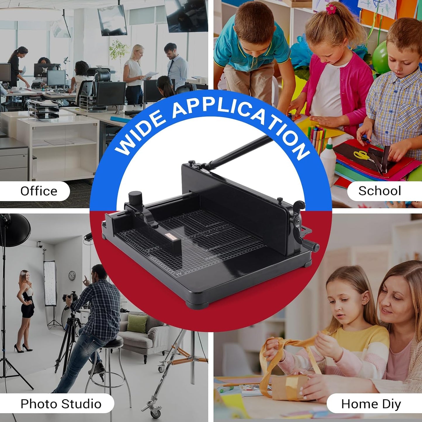 Heavy Duty Paper Cutter,12 Inch Guillotine Paper Cutter,Guillotine Paper Cutters and Trimmers Cards Leather with Metal Base for Office Home School (Black, A4)