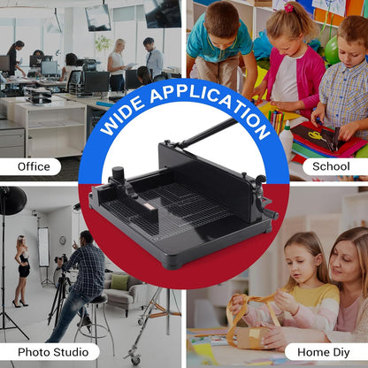 Heavy Duty Paper Cutter,12 Inch Guillotine Paper Cutter,Guillotine Paper Cutters and Trimmers Cards Leather with Metal Base for Office Home School (Black, A4)