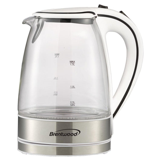 Tempered Glass Tea Kettle in White