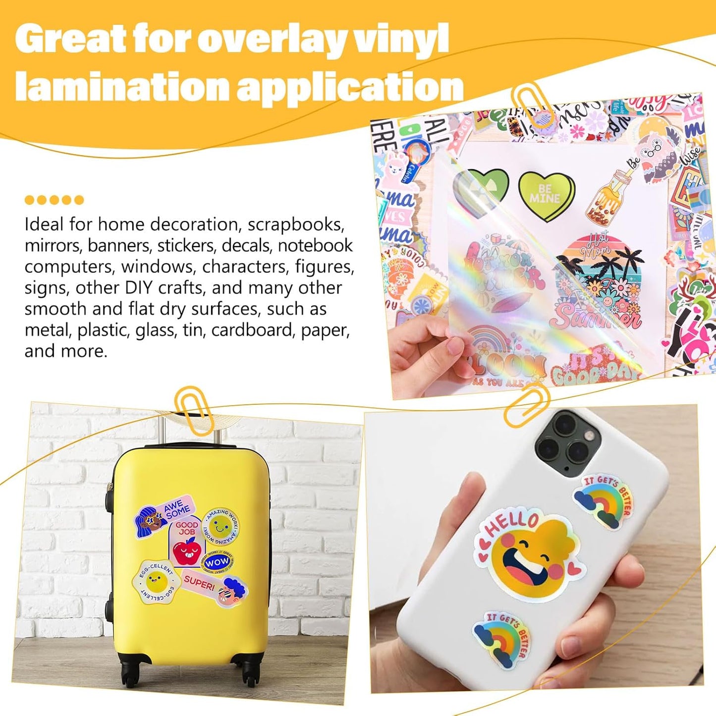 Holographic Laminate Sheets Laminating Sheets Holographic Sticker Paper for Inkjet Printer Clear Vinyl Laminate Sheets for Stickers 8.26" X 11.69" A4 28 Sheets for DIY Crafts Scrapbooking