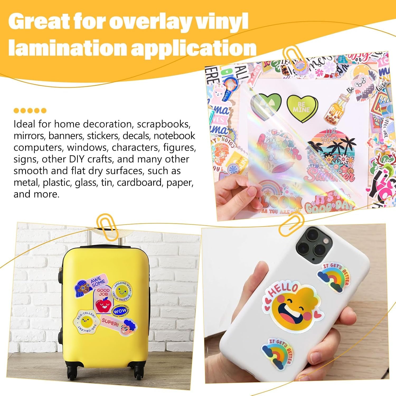 Holographic Laminate Sheets Laminating Sheets Holographic Sticker Paper for Inkjet Printer Clear Vinyl Laminate Sheets for Stickers 8.26" X 11.69" A4 28 Sheets for DIY Crafts Scrapbooking