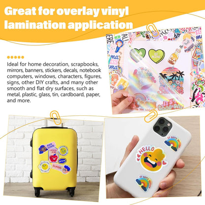 Holographic Laminate Sheets Laminating Sheets Holographic Sticker Paper for Inkjet Printer Clear Vinyl Laminate Sheets for Stickers 8.26" X 11.69" A4 28 Sheets for DIY Crafts Scrapbooking