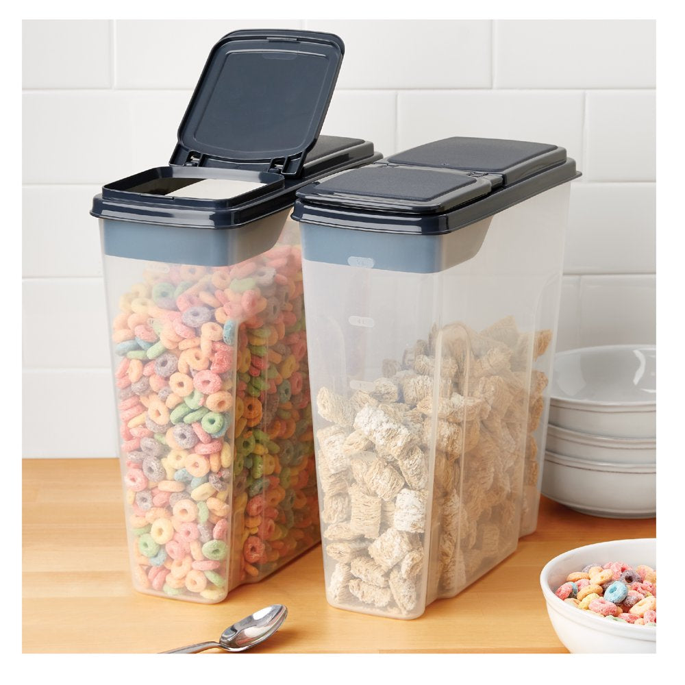 2-Pack Cereal Keeper, Plastic, 24 Cup - Dark Gray Lid