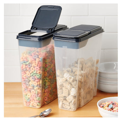 2-Pack Cereal Keeper, Plastic, 24 Cup - Dark Gray Lid