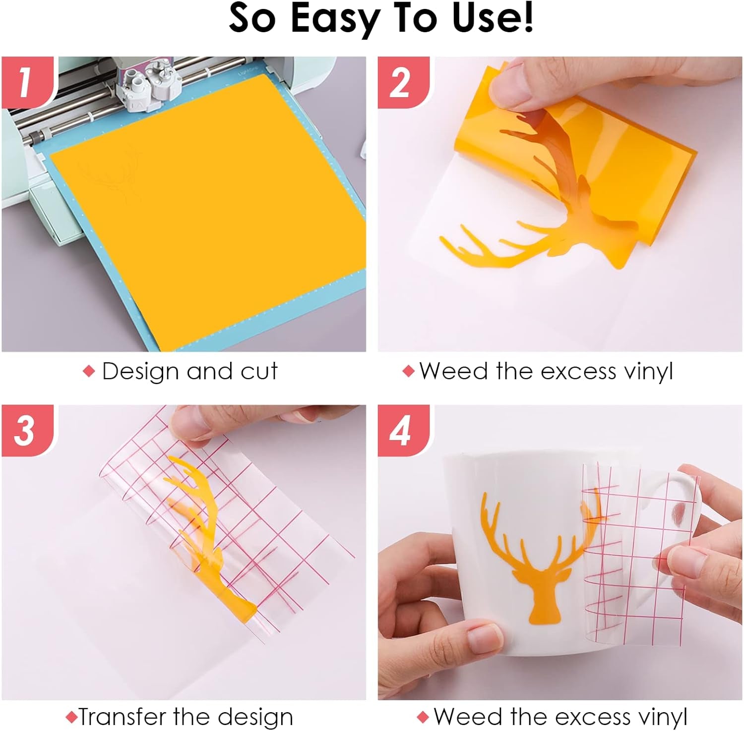 Permanent Vinyl for Cutting Machine-100 Pack 12 "X12 Adhesive Vinyl Sheets Set, 90 Sheets Permanent Bundle & 10 Transfer Tape for Projects and Crafting