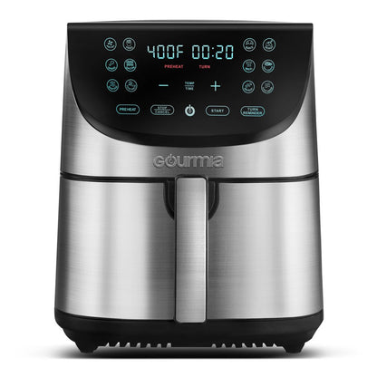 8 Qt Digital Air Fryer with 12-One Touch Presets, Stainless Steel, Black, 13 In, New