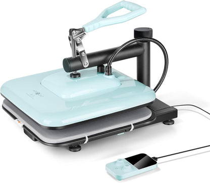 Heat Press Machine for T-Shirts, Heat Press 15 X 15 Professional Heats up Fast & Distribute Heat Evenly, Swing Away T-Shirt Press Machine for HTV, Sublimation, Heat Transfer Projects (Blue)