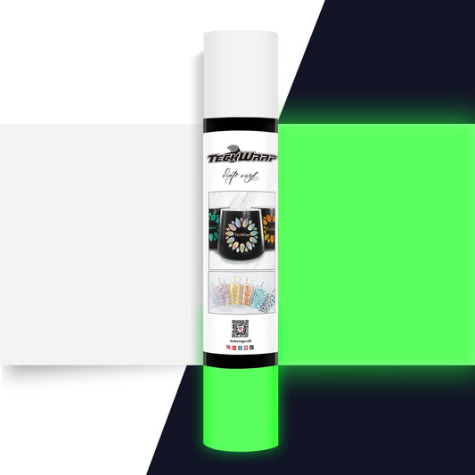 Glow in the Dark Matte Adhesive Vinyl, White to Neon Green, 1Ft X 5Ft for Craft Cutter Sign Plotter Wall Decals Scrapbook Lettering DIY Decorations