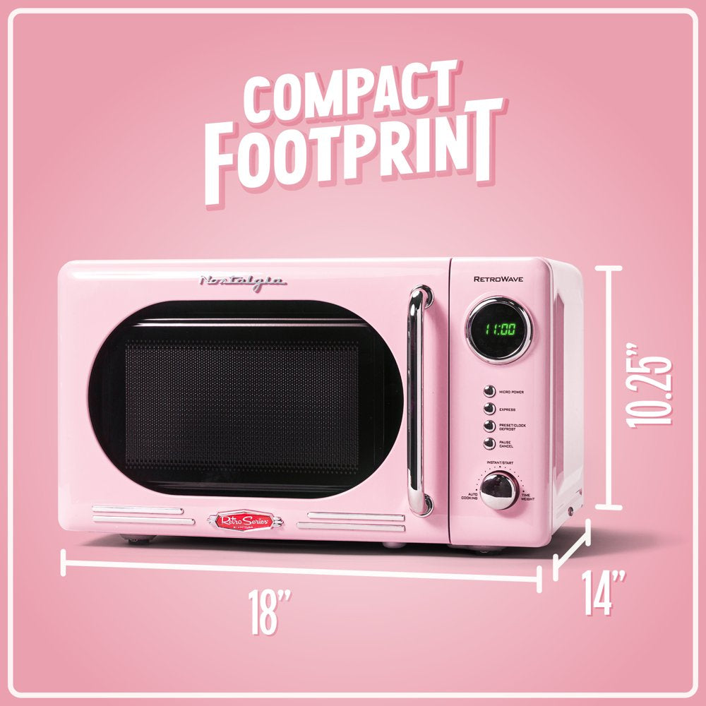 Retro 0.7 Cu. Ft. 700-Watt Countertop Microwave Oven, Pink