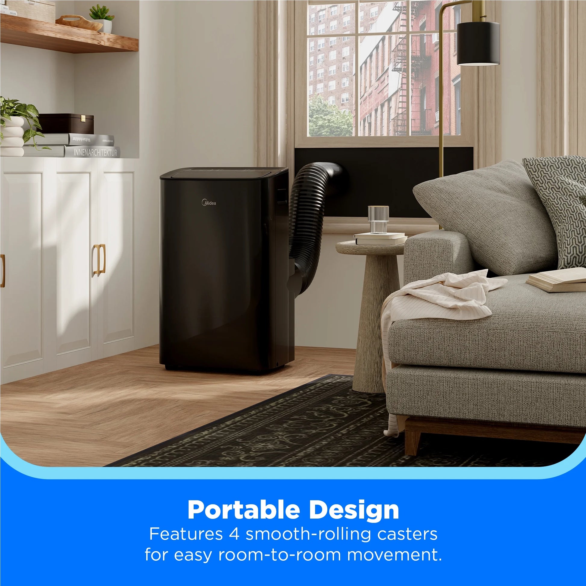 10,000 BTU Smart Portable Air Conditioner, New, Covers up to 450 Sq. Ft., Black,