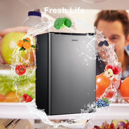 3.3 Cu Ft One Door Mini Fridge, Estar, Stainless Steel Look