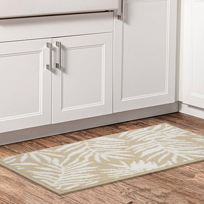 Jacquard High Low Loop Kitchen Mat 18In X 27In Papyrus Beige & Arctic White