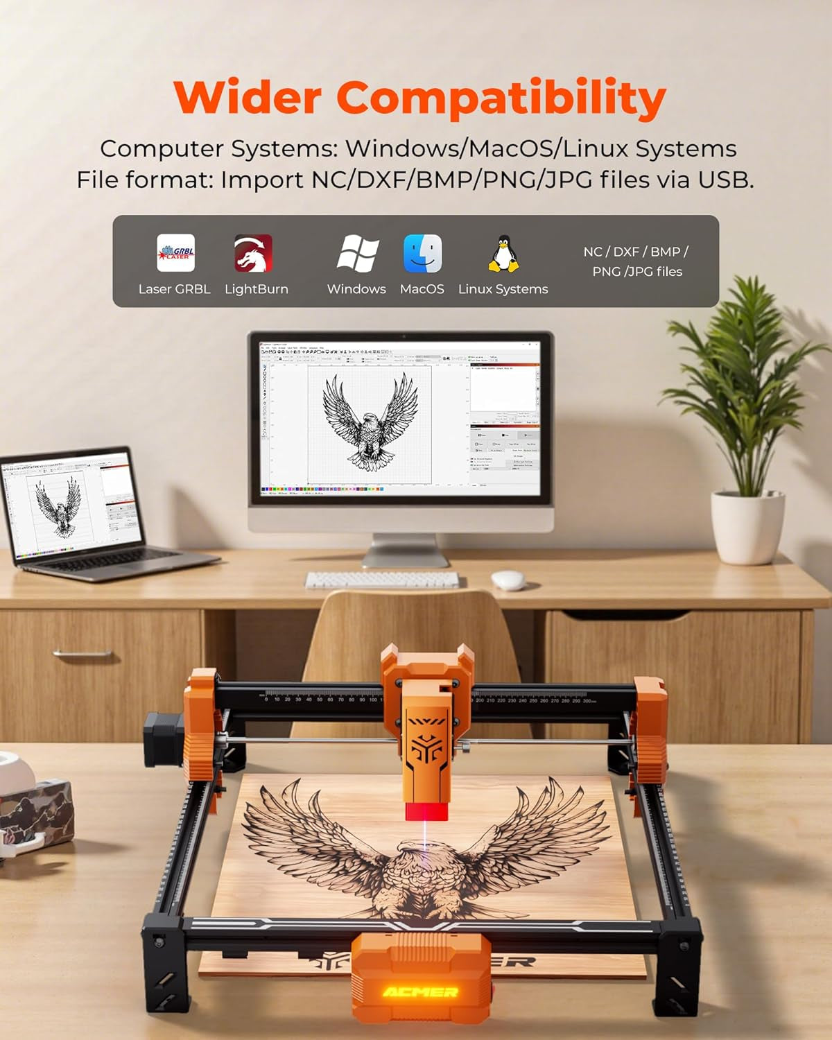 ACMER Laser Engraver Machine for Beginners, S2 4000Mw Lazer Engraving Machine with 300X300Mm Working Area, Laser Cutter for Wood, Acrylic, Leather, DIY Crafts & Small Business