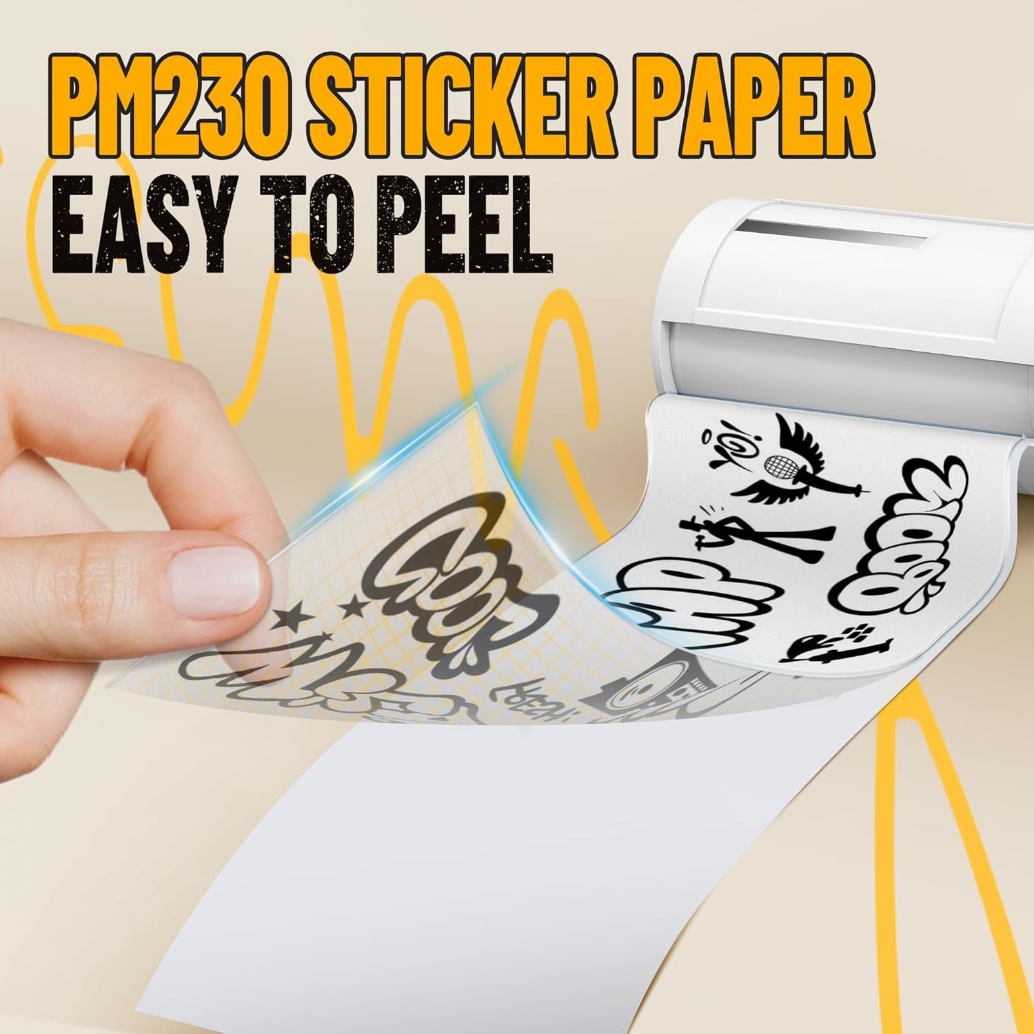 Nelko Genuine Self-Adhesive Thermal Printer Stickers, Compatible with PM230 Mini Sticker Printer, Black on White, 54Mmx3.5M Sticker Paper for Journal, Study, Photos, Note, 3 Rolls, White