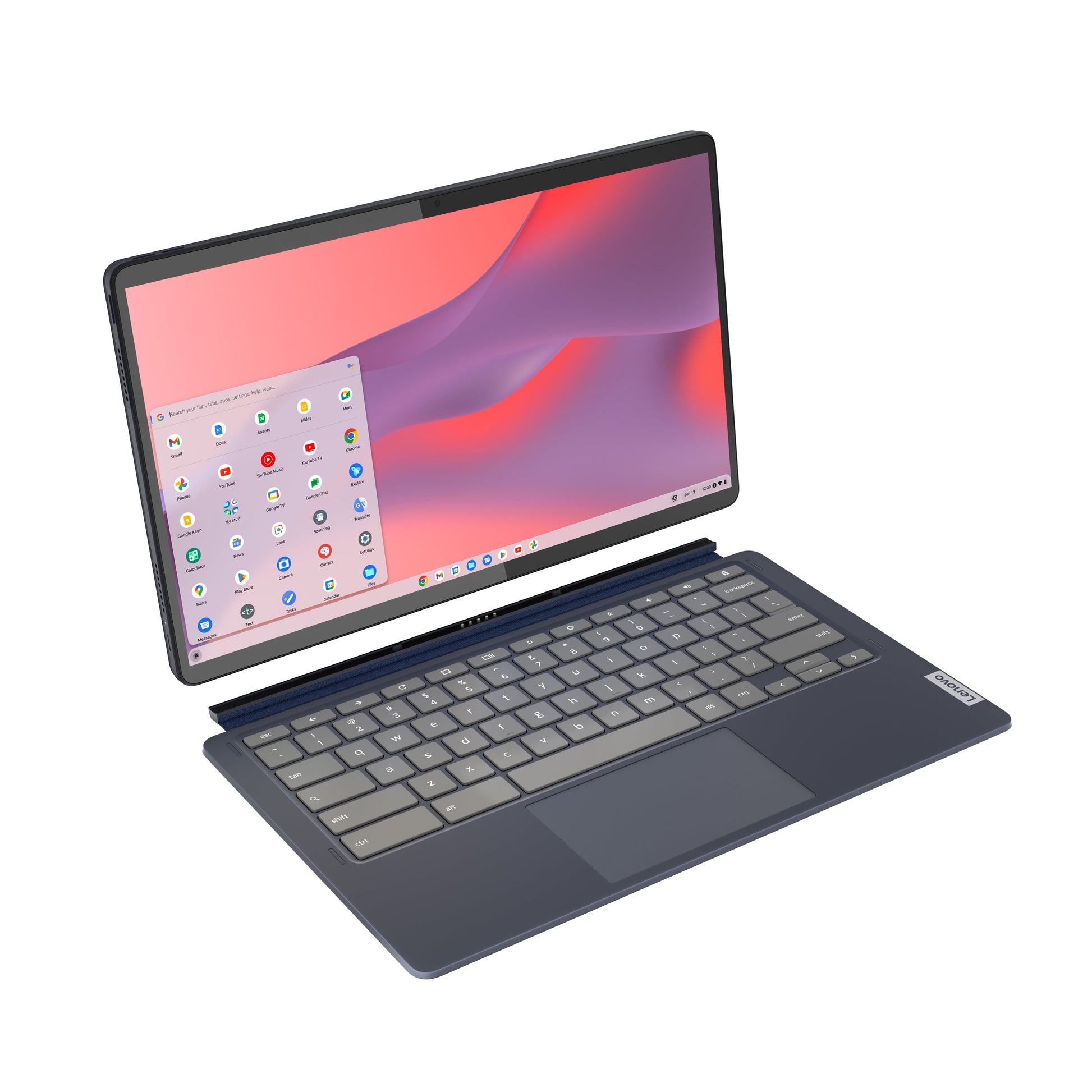 Ideapad Duet 5 Chromebook Laptop, 13.3" FHD OLED Touchscreen, Qualcomm Snapdragon SC7180, 4GB RAM, 128GB SSD, Abyss Blue, 82QS0001US