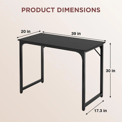 39 Inch Computer Desk Modern Writing Desk, Simple Study Table, Industrial Office Desk, Sturdy Laptop Table for Home Office, Black