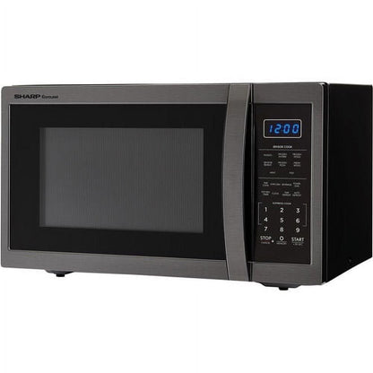 Carousel 1.4 Cu. Ft. 1100W Countertop Microwave Oven in Black Stainless Steel