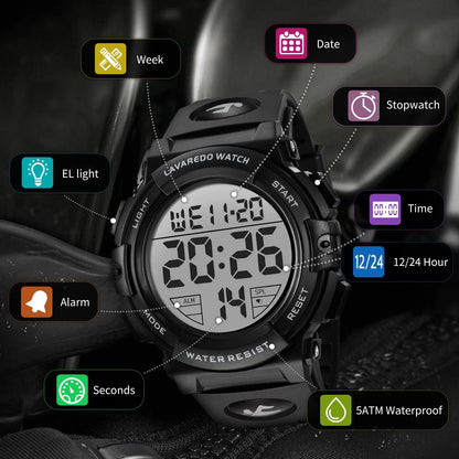 Watches for Man Digital Watches Waterproof Sport Watch with LED Backlight, Running Sports Digital Watch Gifts for Man