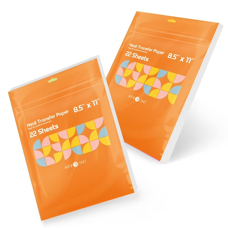 HTVRONT Heat Transfer Paper for T-Shirts-22 Pack Mixed Light & Dark, 8.5" X 11" Printable for Inkjet Printer, Stretchable & Durable Printable Heat Transfer Vinyl