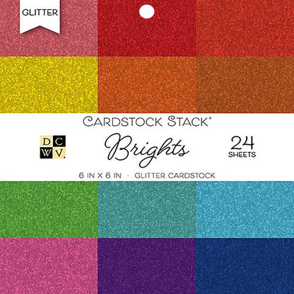DCWV Single-Sided Cardstock Stack 6"X6" 24/Pkg Brights Glitter Solid