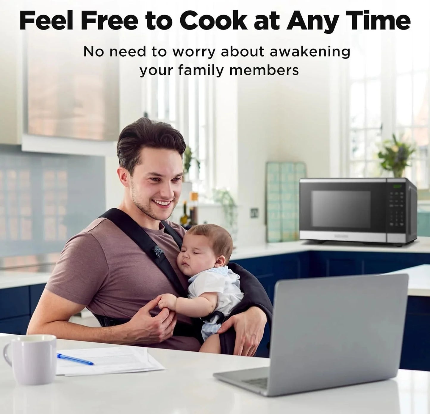 0.9 Cu Ft Microwave Oven Countertop , 6 Auto Menus, 10 Power Levels, Digital Panel, 900W