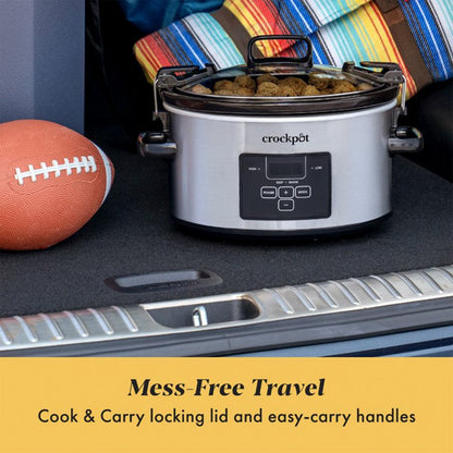 4 Quart Cook and Carry Programmable Slow Cooker, Stainless Steel