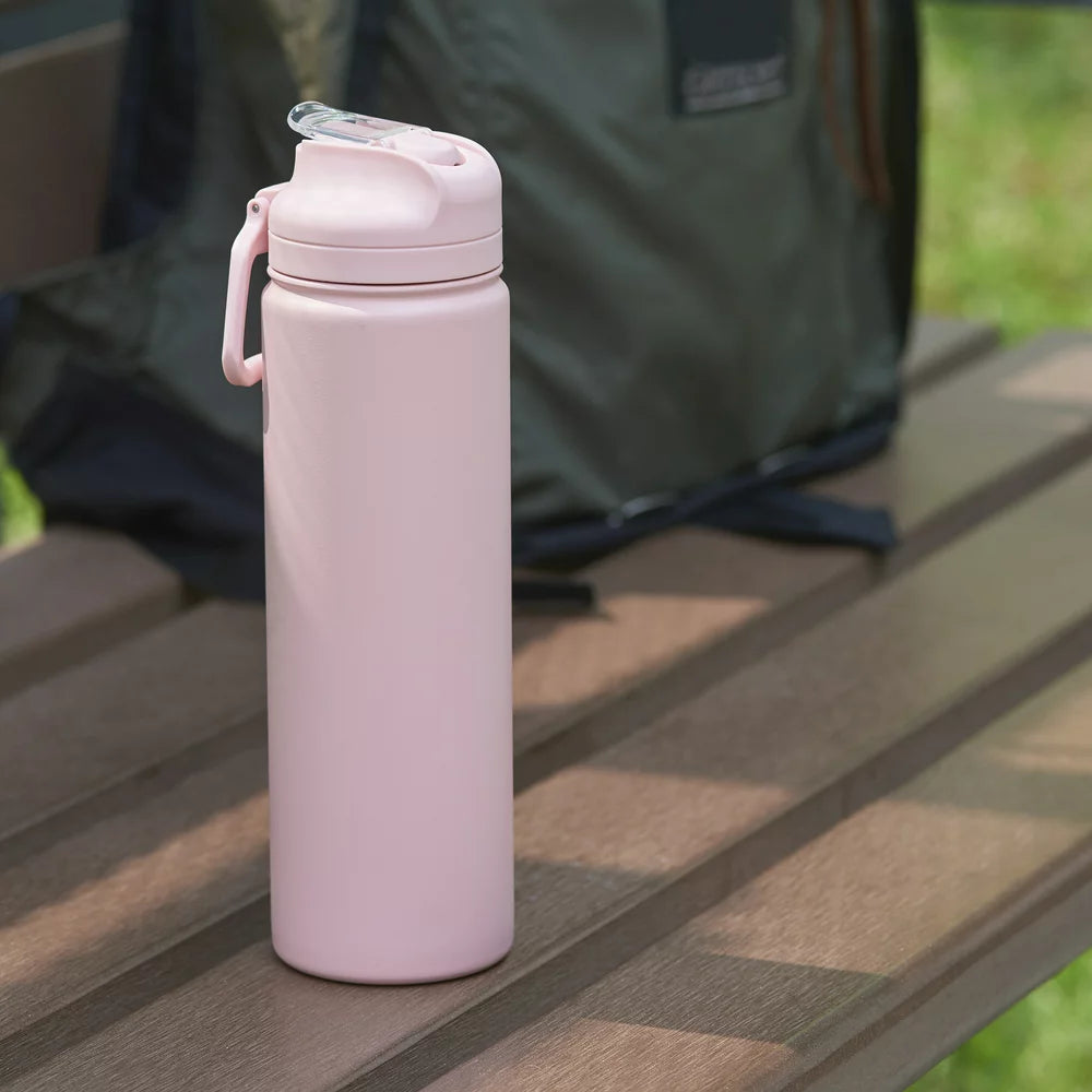 24 Fl Oz Pearl Blush Solid Print Insulated Stainless Steel Water Bottle with Flip-Top Lid