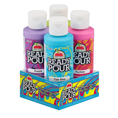 Pre-Mixed Pouring Acrylic Craft Paint Set, 4 Pieces, Color Pop, 4 Fl Oz