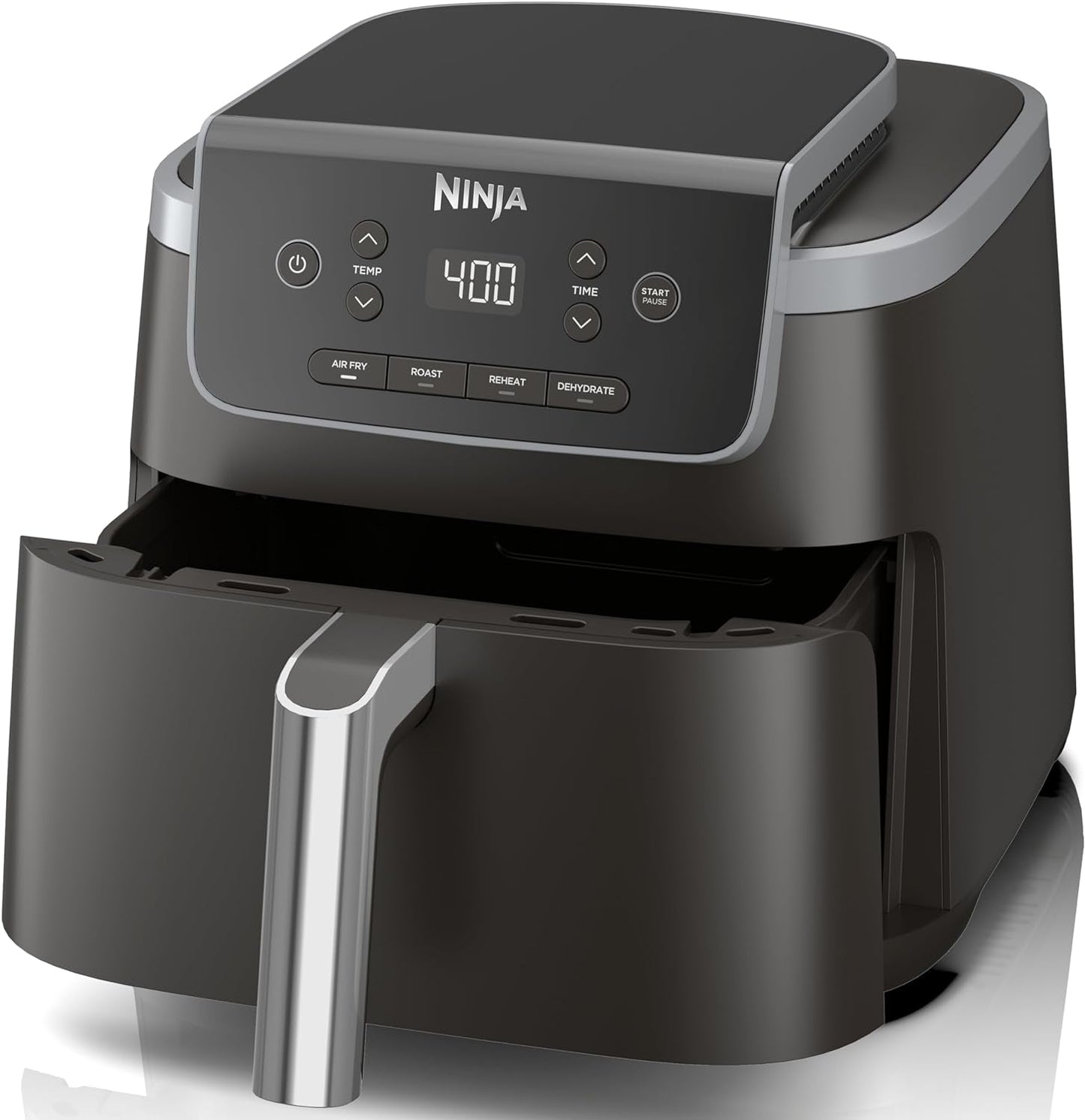 Ninja | Air Fryer | 4-In-1 Pro Air Fry, Roast, Reheat, Dehydrate | 5QT Capacity Fits up to 4Lbs of French Fries | 400F Max Temp | Nonstick Basket & Crisper Plate | 120V | Grey | AF141