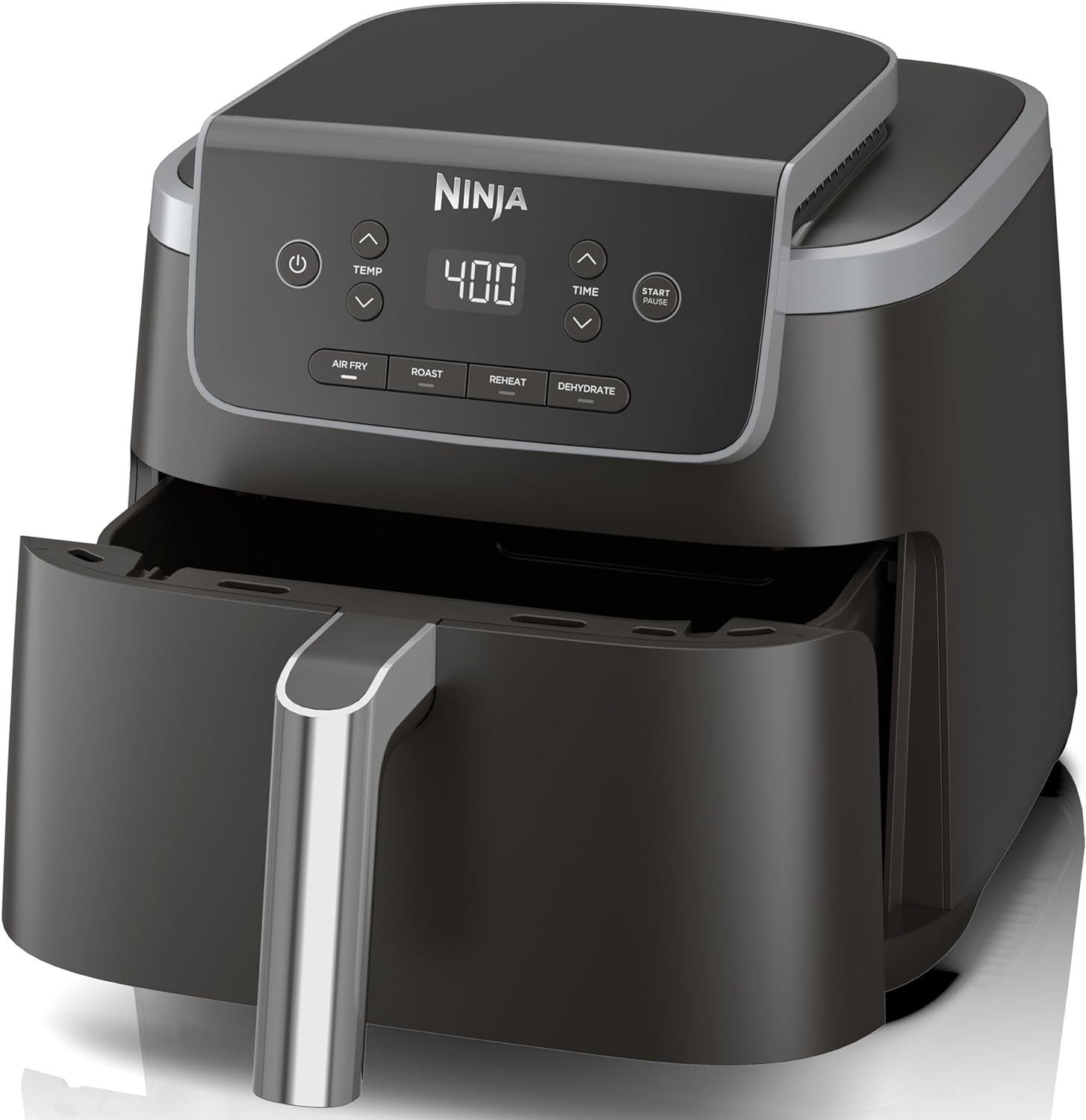 Ninja | Air Fryer | 4-In-1 Pro Air Fry, Roast, Reheat, Dehydrate | 5QT Capacity Fits up to 4Lbs of French Fries | 400F Max Temp | Nonstick Basket & Crisper Plate | 120V | Grey | AF141