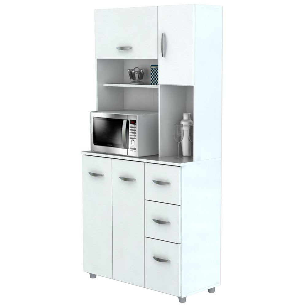 Laminate Kitchen Microwave Storage Cabinet 35"W, White