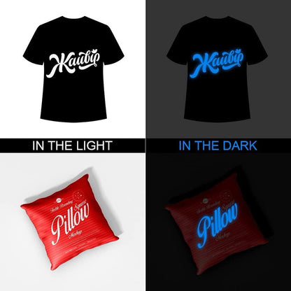 12" X 8FT Glow in the Dark White to Blue Green Heat Transfer Vinyl Iron on T-Shirt for Cricut & All Cutter Machine