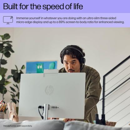 HP 23.8 Inch All-In-One Desktop PC, FHD Display, Intel Core I5-1334U, 16 GB RAM, 512 GB SSD, Intel UHD Graphics, Windows 11 Home, Shell White, 24-Cr0112 (2025)