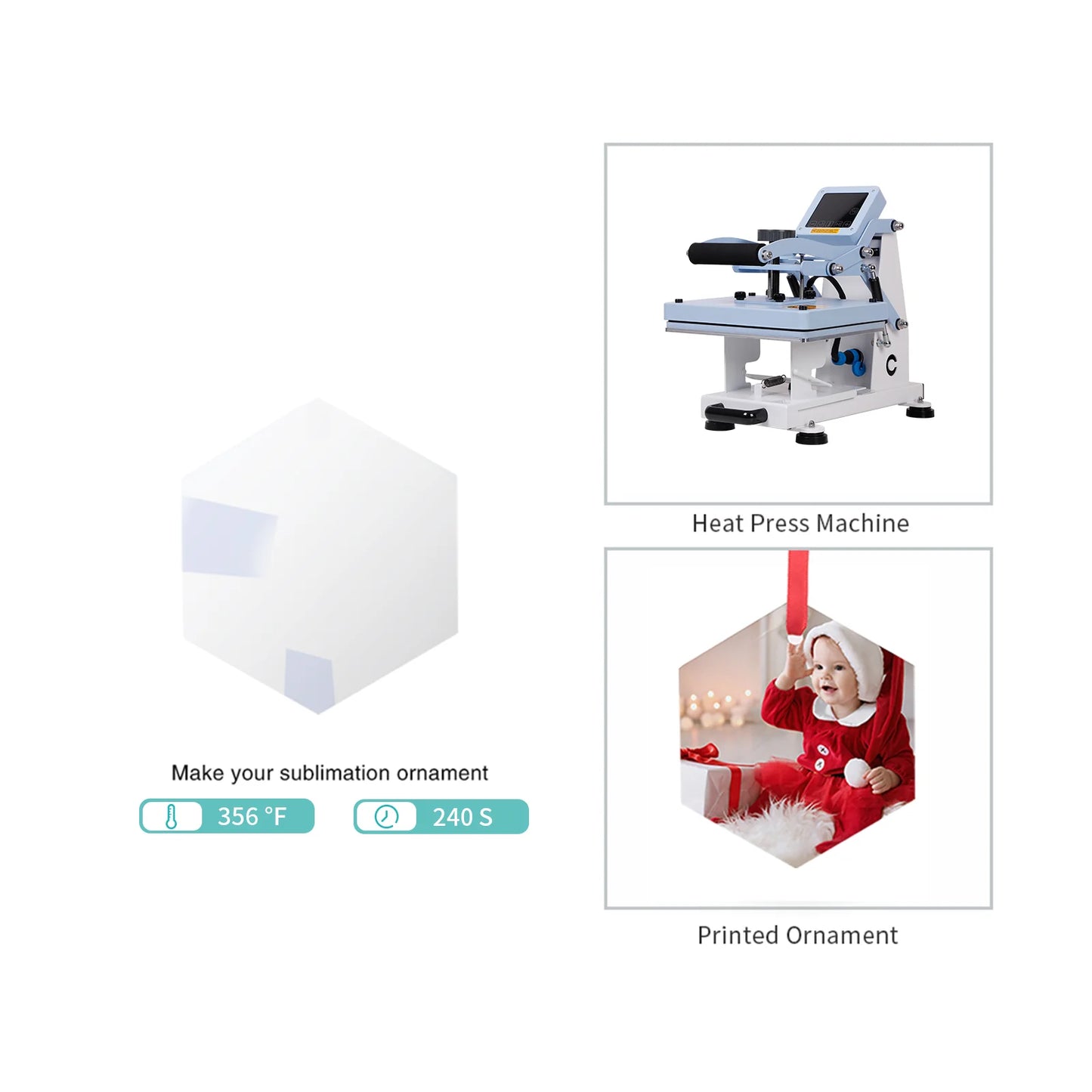 Sublimation Blanks Ornament Glass Frosted 3" Hexagon 24 PCS