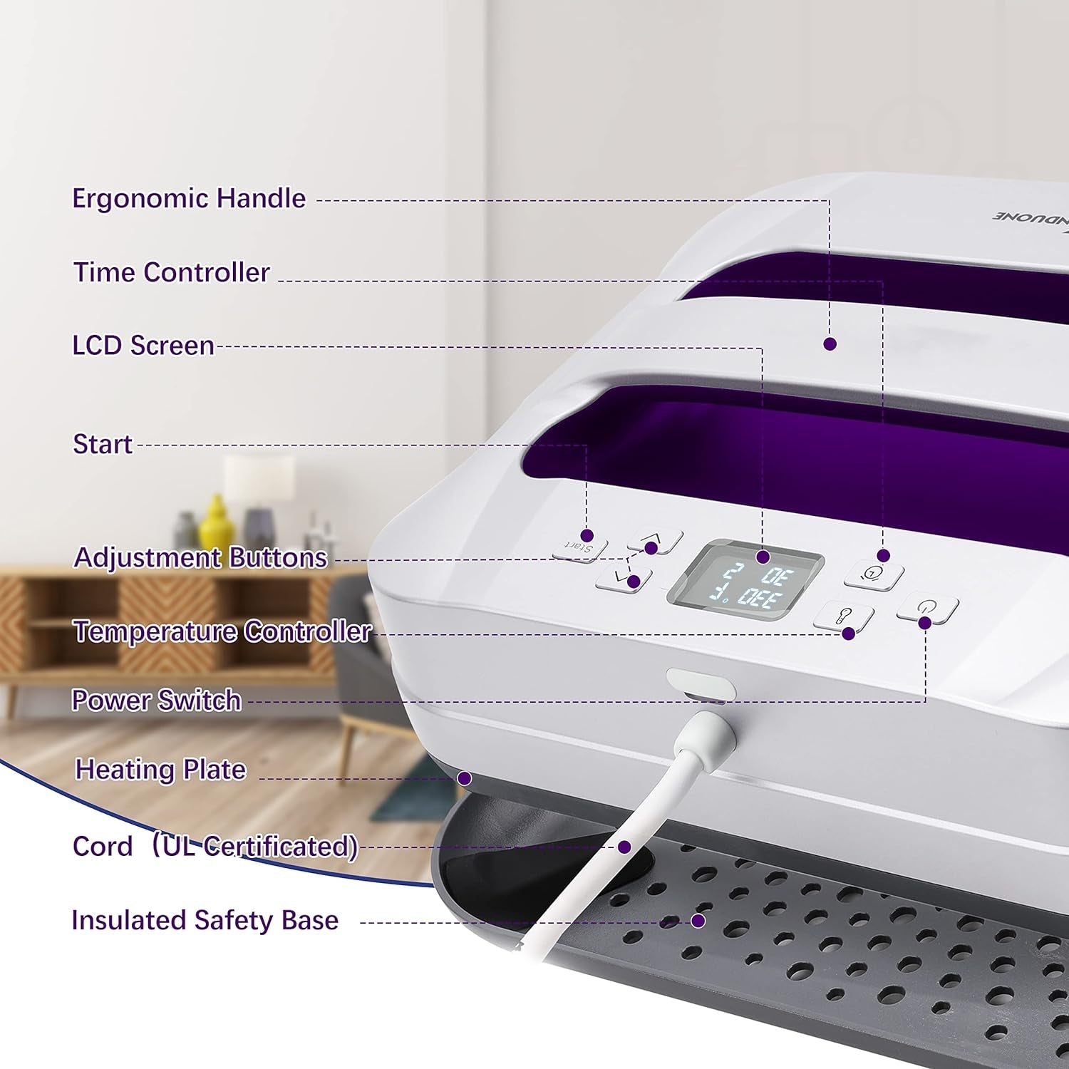 Heat Press Machine 12" X 10" Easy Press Heat Transfer for T-Shirts and HTV Vinyl Projects, Silver & Lounge Violet