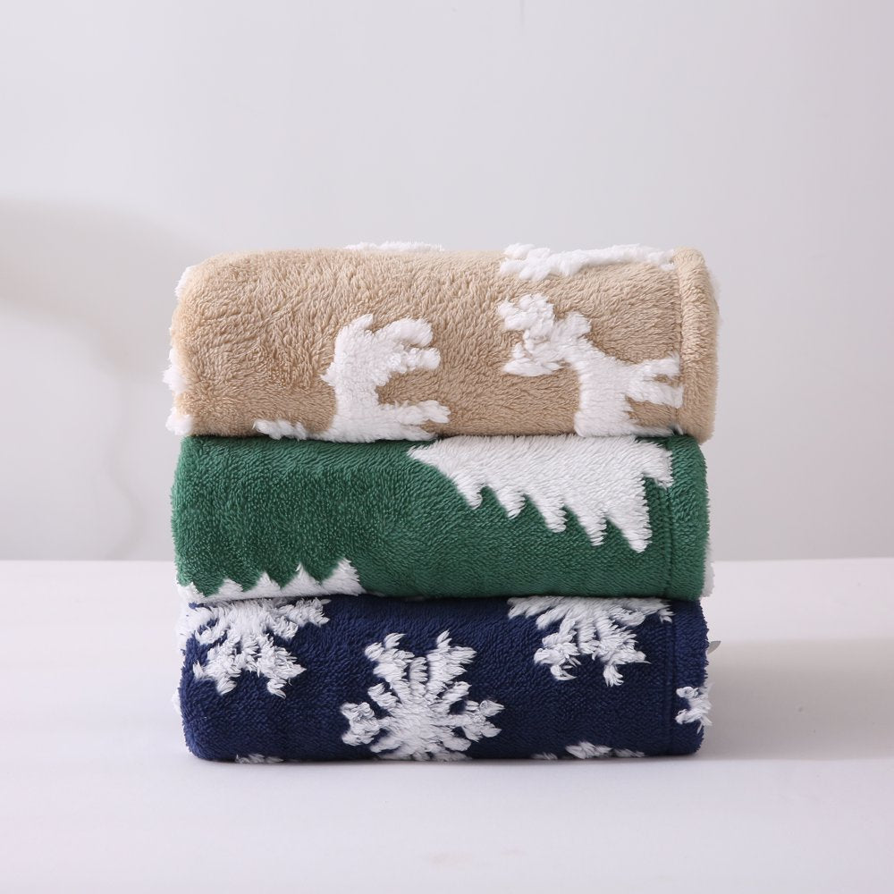 Green Pine Tree Sherpa Throw Blanket, 50"X60"