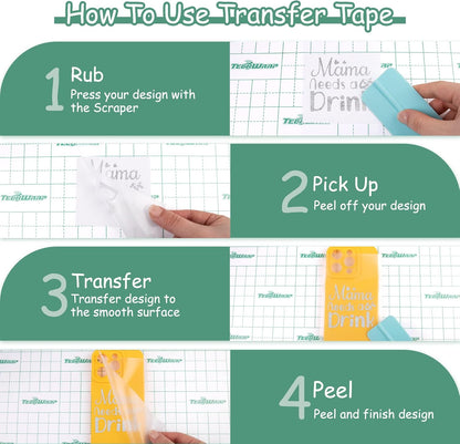 Clear Matte Vinyl Transfer Tape for Vinyl Layer Low Tack 12” X 30FT Perfect for Craft Adhesive Vinyl for Decals,Signs,Stickers,Walls,Doors,Windows