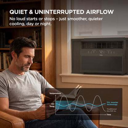 8,000 BTU Smart Inverter Window Air Conditioner (Black) - 350 Sq Ft with up to 49% Energy Savings, Quiet Cooling Tech, 3-In-1 Cooling, Fan & Dehumidifier, Matter Wi-Fi, Remote Control - W8WC72-B