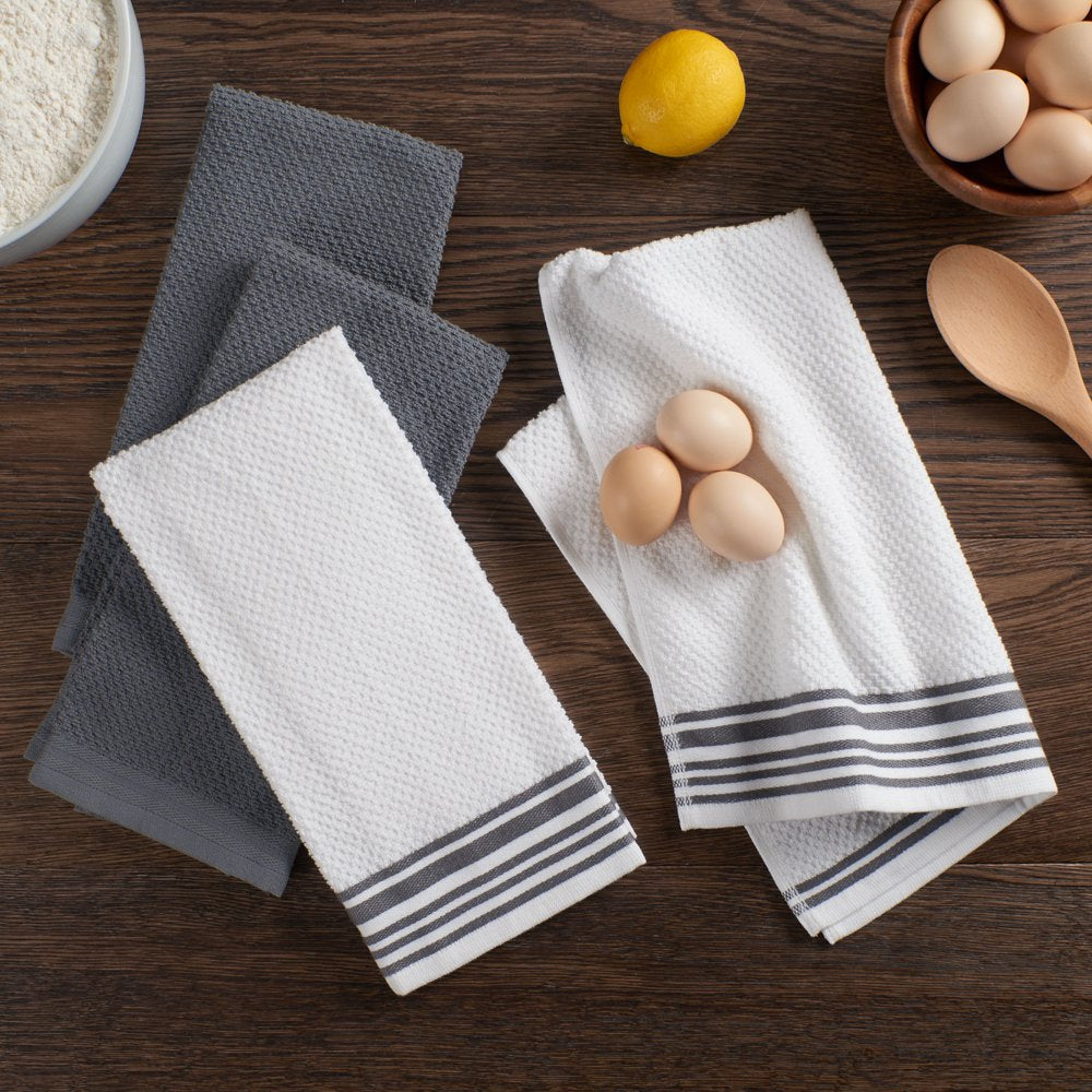 4-Pack 16”X26” Woven Kitchen Towel Set, Grey Flannel
