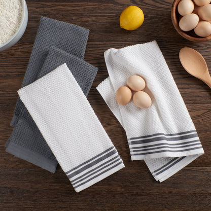 4-Pack 16”X26” Woven Kitchen Towel Set, Grey Flannel