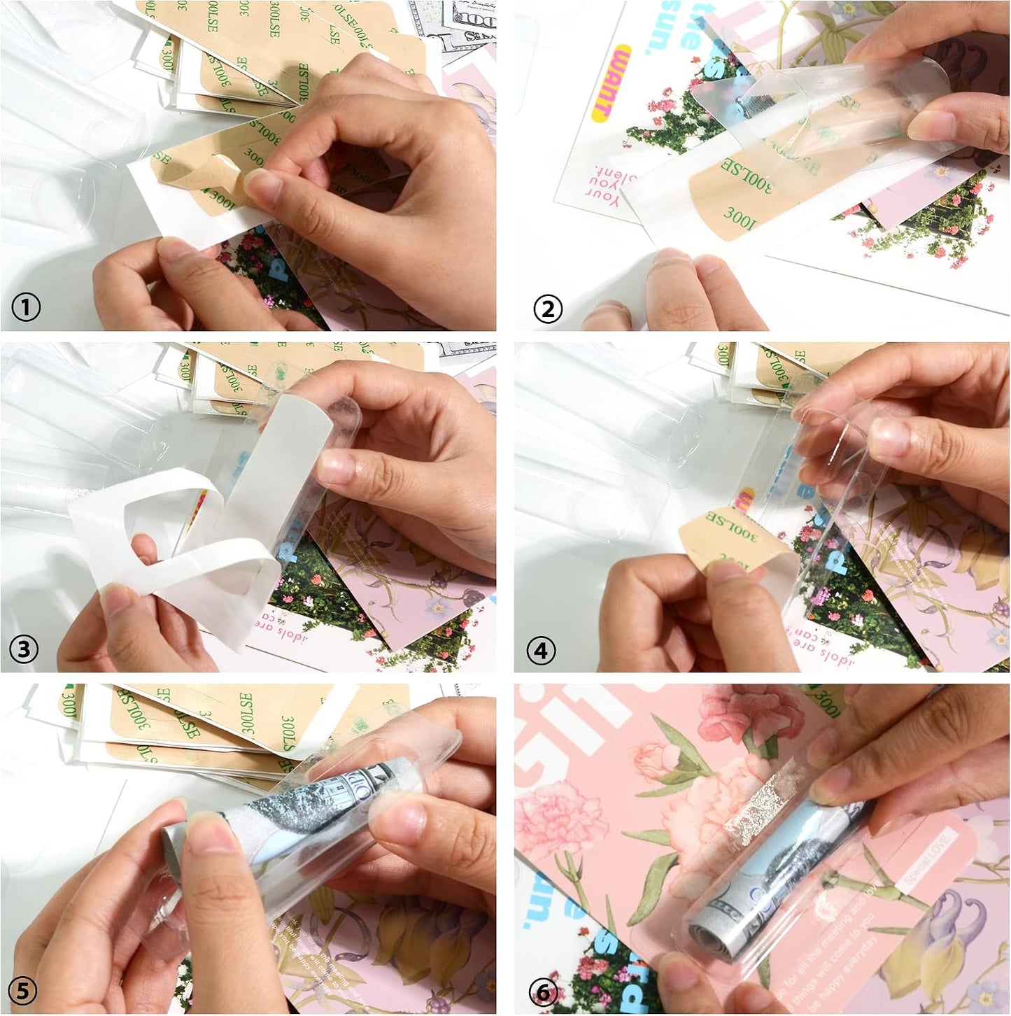UPTTHOW Clear Plastic Dome Lip Balm Money Holder Craft Waterproof Rectangle Chapstick Money Cash Pounches Gift with Adhesive Back Card Making-20Packs