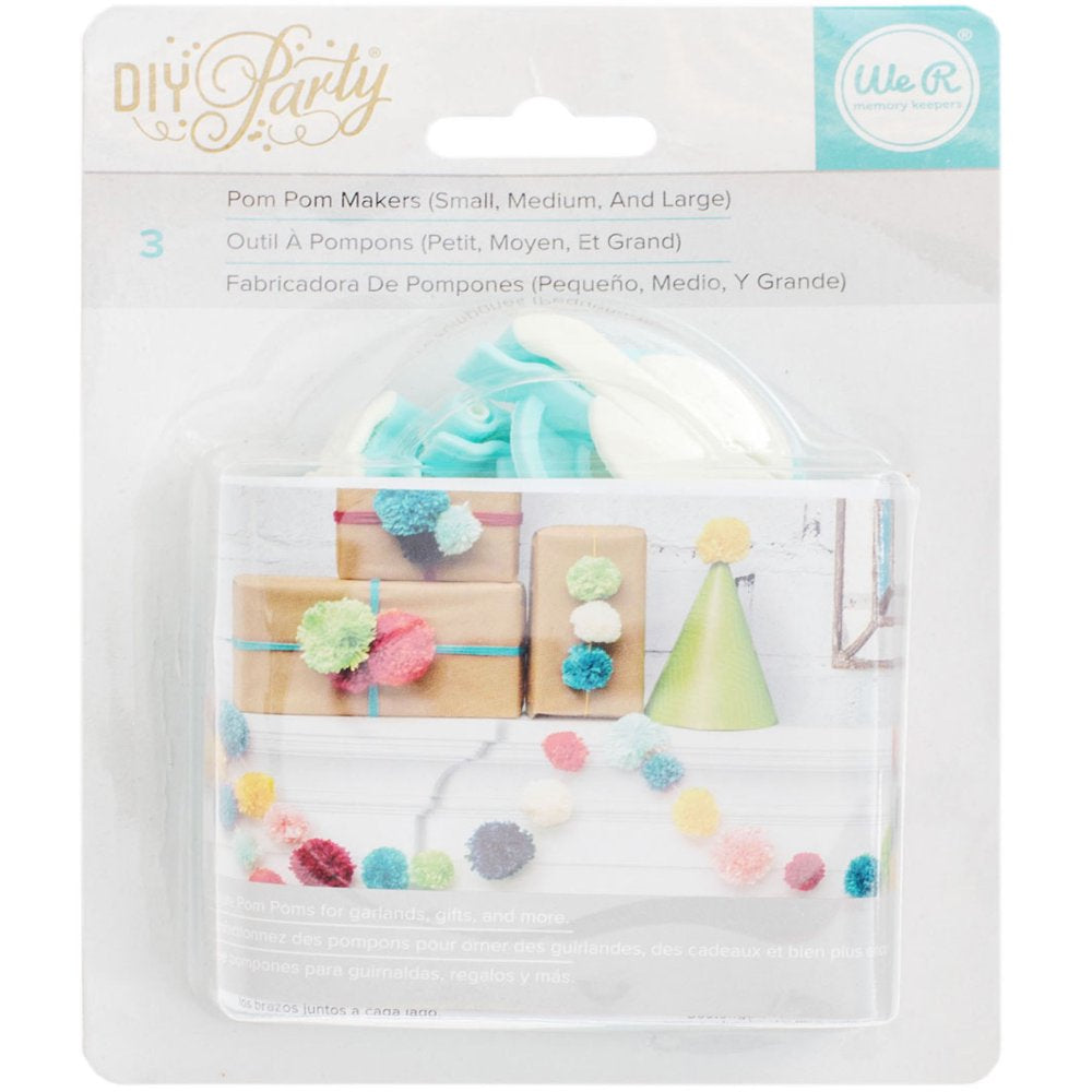 Plastic DIY Party Pom Pom Maker Solid, 3 Sizes
