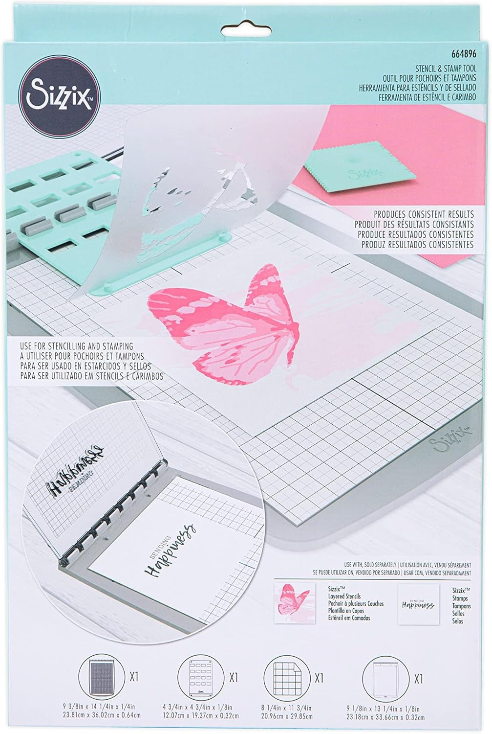 Sizzix Stencil & Stamp Craft Cardmaking | 664896 Tools, Mulitcolour