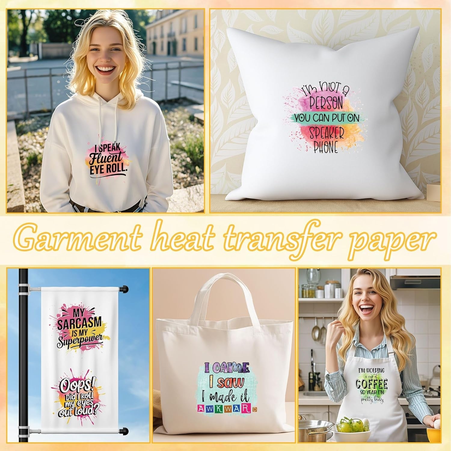 Funny Iron on Transfers for T-Shirts, 30 Pcs Funny DTF Transfers Ready to Press, Sarcasm Quotes Iron on Decals, Humorous Heat Transfer Vinyl for Bag Pillow Clothing