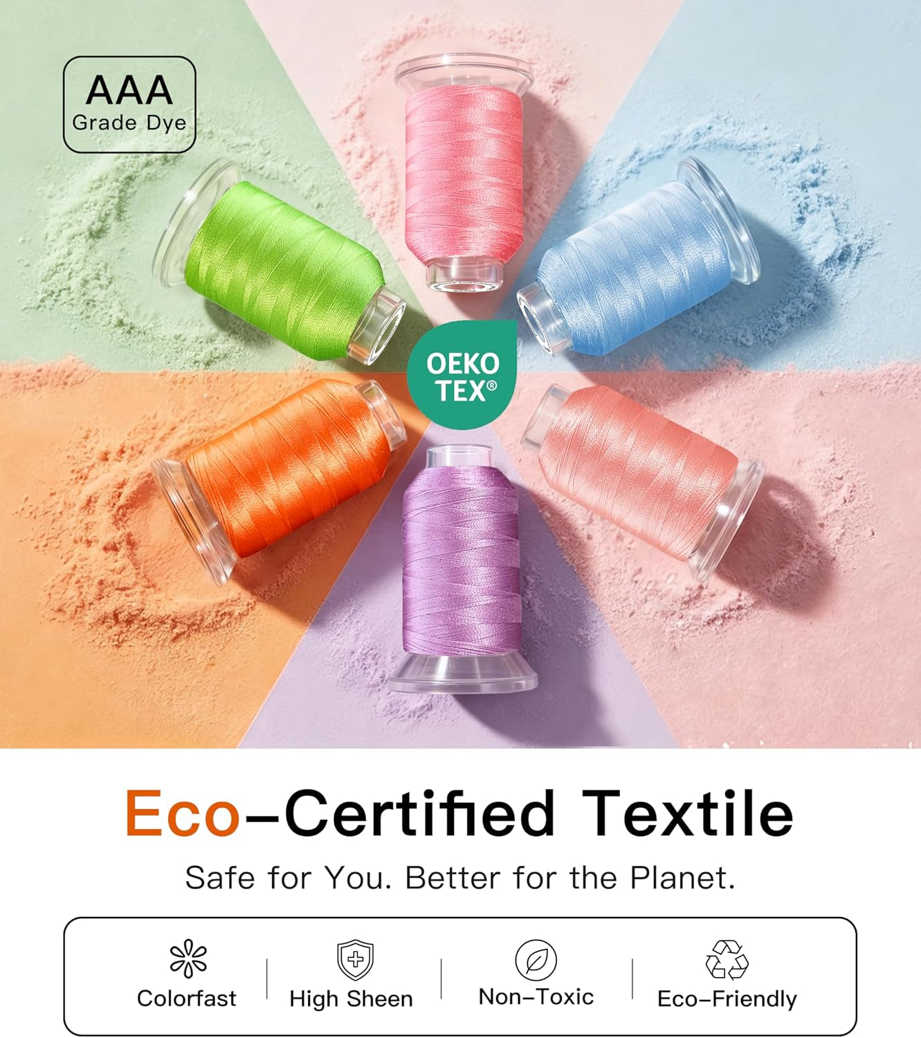 Aaa-Grade Polyester Embroidery Thread, 50 Colors, 40WT, 550 Yards Each, [Top Strength & Lint-Free] Silky Smooth Embroidery Machine Thread Kit Compatible with Singer, Brother, Janome, and More