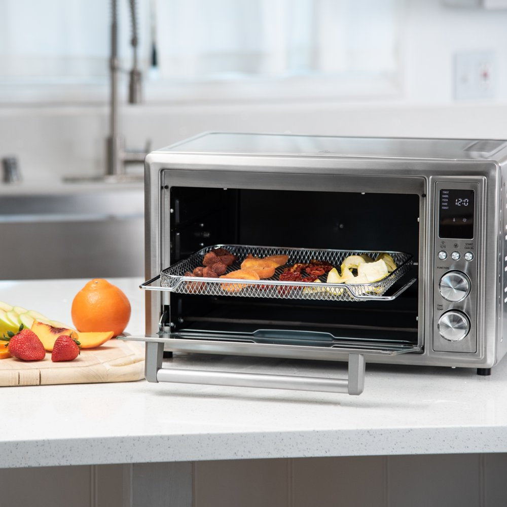 Smart New Air Fryer Toaster Oven, Large 32-Quart, Stainless Steel, Walmart Exclusive Bonus, Silver