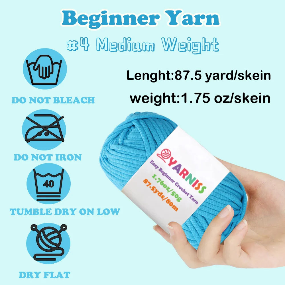 Yarniss Easy Crochet Beginner Yarn for Adults,12 Pack Cotton Yarn for Crocheting and Knitting Project
